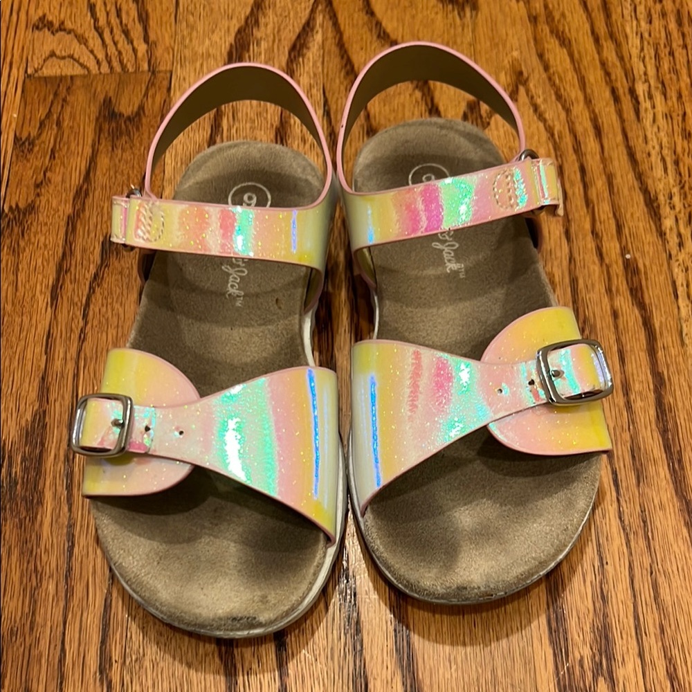 Cat and Jack Iridescent White Kids Adjustable Sandals Girls Toddler 9